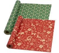 Rollo de papel de regalo navideño DOJoykey Kraft: 2 rollos de 43 cm x 15 m, papel de regalo festivo, papel Kraft reciclable para envolver regalos de fiesta de Navidad