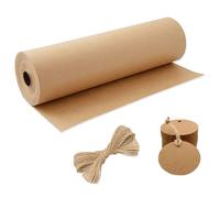 Rollo de papel de regalo - Papel de estraza de 30 cm × 30 m con 20 etiquetas de papel kraft y 30 m de cuerda de yute, papel de embalaje para envolver regalos, manualidades, producción de bricolaje,