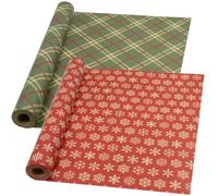 Rollo de papel de regalo reciclable navideño DOJoykey: 2 rollos de papel de regalo festivo, papel Kraft de 43 cm x 15 m para envolver regalos de fiesta de Navidad