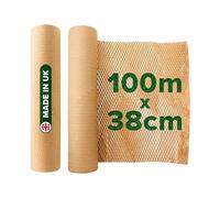 Rollo de papel grueso sostenible de panal, 38 cmx100 m, respetuoso con el medio ambiente, acolchado de burbujas para manualidades, embalaje, frágil, envío, regalo, fabricado en el Reino Unido