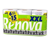 Rollo de Papel Higiénico Extra XXL de Renova, Paquete Plástico, 325 Hojas x6, Doble Hoja Blanco, Renova