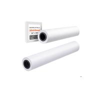 Rollo de Papel para Dibujo Blanco-Duoku-Formato Grande 609,6 mm x 45,7 m-Lote de 2 Rollos para Trazador CAD, Núcleo de 50,8 mm
