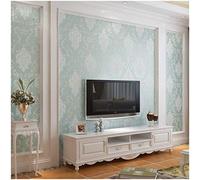 Rollo de papel pintado estilo europeo lujoso en 3D damasco perla polvo sin tejido para sala de estar y habitación azul claro 0.53m (1.73' W) x 10m(32.8'L)=5.3m2 (57 sq.ft)