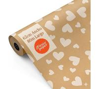 Rollo de Papel Regalo Kraft Corazones 62cm x 80m Bobina Grande Resistente - Regalos San Valentín Eventos Tiendas - FP Fiesta Paper