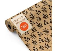 Rollo de Papel Regalo Kraft Florecillas 62cm x 80m Bobina Grande Resistente - Envolver Regalos Tiendas Comercios Eventos - FP Fiesta Paper