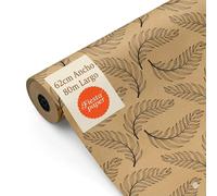 Rollo de Papel Regalo Kraft Plumas 62cm x 80m Bobina Grande Resistente - Regalos Eventos Decoración Tiendas Comercios - FP Fiesta Paper