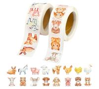 Rollo de pegatinas de animales, 1000 unidades, redondas, animales de granja, pegatinas para niños, pegatinas de recompensa, animales, autoadhesivos para álbumes de recortes, manualidades, diario