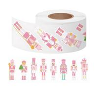 Rollo De Pegatinas De Cascanueces - Pegatinas De Pared Navideñas Autoadhesivas De Cascanueces | Calcomanías De Vinilo Impermeables Para Portátil, Botella De Agua, Álbum De Recortes, Monopatín