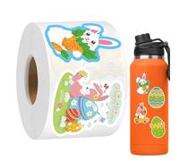 Rollo de pegatinas de feliz Pascua, 500 unidades, decoración autoadhesiva, 8 diseños de huevos de primavera, para álbumes de recortes, sobres, tarjetas, cumpleaños, fiestas, botellas, portátiles
