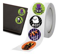 Rollo de pegatinas de Halloween - 500 etiquetas adhesivas de Halloween para niños, cierre de sobres, álbum de recortes, decoración de fiestas y manualidades DIY, pegatinas navideñas muy bonitas (2,5 C