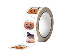 Rollo de Pegatinas de Halloween - 500 Piezas de Calcomanías de Cara de Calabaza en Rollo - Pegatinas Para Sellado De Sobres De Halloween | Para Diario, Álbum, Decoración, Tarjetas, Favor De