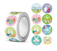 Rollo de Pegatinas de Pascua,500pcs Rollo de Calcomanías de Pascua,Pascua Redondo Autoadhesivo,Adornos de Pascua Redondos Impermeables, para Álbumes de Recortes, Sobres, Regalos,Decoración (A)
