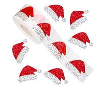 Rollo de pegatinas de temática de sombrero de Navidad - 500 piezas pegatinas navideñas, calcomanías para invitaciones festivas, para niños adultos, casa, reunión, sobre diario, tarjeta de felicitación