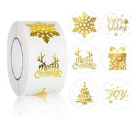 Rollo de pegatinas navideñas de aluminio, 500 etiquetas de sellado redondas para embalaje navideño de pequeñas empresas, sellos de sobres, cierres de tarjetas y bolsas de, etiquetas de cierre de