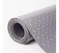 Rollo de Piso de Placa de Diamante de Caucho de PVC | Multicolor Múltiples tamaños Garaje, remolque, gimnasio, piscina, sauna, granja: protección del suelo(Grey,1.5x7m)