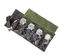 Rollo de reloj de piel auténtica, organizador de relojes, bolsa portátil con 6 ranuras, almacenamiento de relojes para hombre, estuche de viaje, bolsa contenedor vintage (café oscuro, 4 ranuras)
