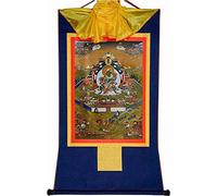 Rollo de Seda con Imagen, Pintura Colgante de Rollo, Pintura de Rollo de Seda, thangka Tibetano, thangka de Pared Budista Tibetano tántrico(Blue,Large(85cm*63cm))