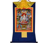 Rollo de Seda con Imagen, Pintura Colgante de Rollo, Pintura de Rollo de Seda, thangka Tibetano, thangka de Pared Budista Tibetano tántrico(White,Medium(62cm*47cm))