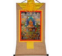 Rollo de Seda con Imagen, Pintura Colgante de Rollo, Pintura de Rollo de Seda, thangka Tibetano, thangka de Pared Budista Tibetano tántrico(Beige,Small(35cm*27cm))