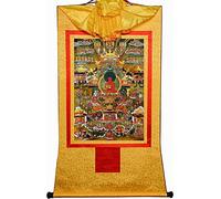 Rollo de Seda con Imagen, Pintura Colgante de Rollo, Pintura de Rollo de Seda, thangka Tibetano, thangka de Pared Budista Tibetano tántrico(Unique Colour,Small(35cm*27cm))