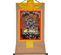 Rollo de Seda con Imagen, Pintura Colgante de Rollo, Pintura de Rollo de Seda, thangka Tibetano, thangka de Pared Budista Tibetano tántrico(Beige,Large(85cm*63cm))