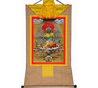 Rollo de Seda con Imagen, Pintura Colgante de Rollo, Pintura de Rollo de Seda, thangka Tibetano, thangka de Pared Budista Tibetano tántrico(Beige,Small(35cm*27cm))