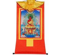 Rollo de Seda con Imagen, Pintura Colgante de Rollo, Pintura de Rollo de Seda, thangka Tibetano, thangka de Pared Budista Tibetano tántrico(Red,Medium(62cm*47cm))