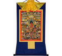 Rollo de Seda con Imagen, Pintura Colgante de Rollo, Pintura de Rollo de Seda, thangka Tibetano, thangka de Pared Budista Tibetano tántrico(BLU,Large(85cm*63cm))