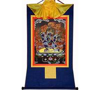 Rollo de Seda con Imagen, Pintura Colgante de Rollo, Pintura de Rollo de Seda, thangka Tibetano, thangka de Pared Budista Tibetano tántrico(Blue,Large(85cm*63cm))