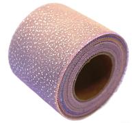 Rollo de tela de malla de punto degradado para lazos para el pelo, faldas tutú y decoraciones de fiesta, 25 yardas × 6 cm, mezcla de poliéster y elastano con puntos plateados brillantes (rosa claro)