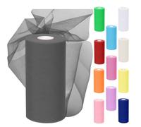 Rollo de tela de tul, 30 cm x 91,5 m, organza para boda, fiesta, tutú (gris)