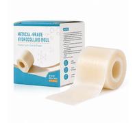 Rollo de tirita hidrocoloidal de 5 cm x 200 cm, se puede cortar, resistente al agua, transpirable, absorbe el líquido de la herida, adecuado para granos, pequeñas heridas y talones