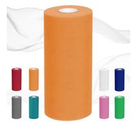 Rollo de Tul 30 cm x 92 m, Tela de Tul para Decoración Boda, DIY, Faldas de Mesa - Telas por Metro - Suave y Flexible para Manualidades (Naranja)