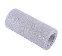 Rollo de tul con purpurina, carrete de cinta de tul con lentejuelas, suministros para fiestas, decoración de bodas, 6 pulgadas x 25 yardas (D06 blanco + cebolla plateada)