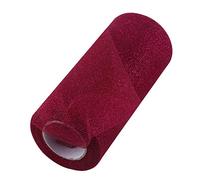 Rollo de tul con purpurina, carrete de cinta de tul con lentejuelas, suministros para fiestas, decoración de bodas, 6 pulgadas x 25 yardas (D19 vino tinto + cebolla carmesí)
