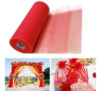 Rollo de tul de 30 cm x 91,4 m, para decoración de bodas, caminos de mesa de 100 yardas, tela de tul blanca para manualidades, falda de tutú, decoración de boda, camino de mesa (rojo)