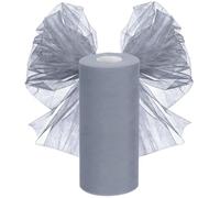 Rollo de tul de 30 cm x 92,5 m, cinta de tul para decoración de bodas, venta por metros, tela de organza para manualidades, pompones, manualidades, lazos, decoración de fiestas, color gris