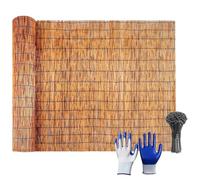 Rollo de valla de bambú natural - 1.2 m x 10.1 m, panel para exteriores, cortina decorativa rústica para balcón, patio, restaurante, hotel, jardín, decoración