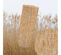 Rollo de valla de privacidad de bambú natural, protección solar y resistente a la intemperie, 70 x 800 cm, línea blanca, ideal para patios, balcones y patios