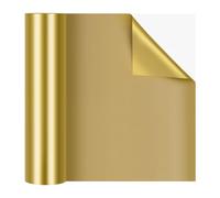 Rollo de Vinilo Adhesivo 30.5cm x 305cm Oro Mate HTV Vinilo Transferencia Térmica para Cricut, Silhouette Cameo, PU Textil Termoadhesivo para DIY Camiseta, Ropa, Sombrero