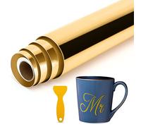 Rollo de vinilo autoadhesivo permanente para plóter con raspador, 30,5 x 305 cm, rollo de vinilo cromado metálico brillante para plóter Cricut Scrapbooking, calcomanía, taza, cortador de manualidades