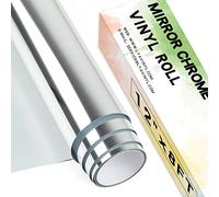 Rollo de vinilo cromado permanente, 12 x 8 pies, vinilo autoadhesivo plateado PET cromado para Cricut, Silhouette Cameo, rollo de vinilo plateado para decoración de fiestas, decoración