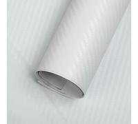 Rollo de Vinilo de Fibra de Carbono, KACEPAR Lámina Autoadhesiva de Protección de Pintura para Coche, Motocicleta, Decoración Interior/Exterior DIY, Efecto Textura 3D, 50cm x 152cm - Blanco
