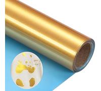 Rollo de vinilo para plóter de color dorado, vinilo HTV, transferencia de calor, 30,5 cm x 183 cm, lámina flexible para Cricut y Silhouette Cameo, lámina de transferencia para planchar para tejidos de
