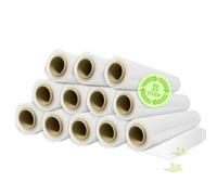 Rollo Film Elástico de Plástico Estirable, Transparente 70% Reciclado, 50 cm Extensible Hasta 300 Metros de Largo, Protector de Embalaje Industrial Resistente, Film para Embalar (12 Rollos)
