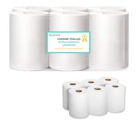 Rollo Mecha Laminado - 6 Unidades de Papel Secamanos Industrial de Celulosa Grande - Chemine Blanco Zig Zag - Bobina para Limpieza Doméstica o Industrial (110)