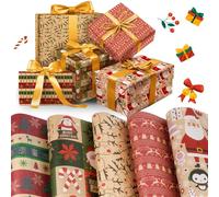 Rollo Papel Regalo Navidad Rollo Grande 5 Rollos, 43x300cm Papel de Regalo Navidad, Papel Regalo Infantil, Motivos Navideños Christmas Wrapping Paper