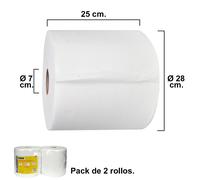 Rollo papel secamanos industrial 800 servicios por rollo (2 rollos)