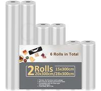 Rollos al Vacio para Envasadora al Vacío, 6 Rollos Bolsas de Vacio Alimentos, 2 Rolls 28x300cm & 2 Rolls 20x300cm & 2 Rolls 15x300cm, Bolsas para la Sous Vide Cocina y Conservación de Alimentos