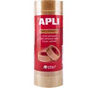 APLI Cinta adhesiva 12490 transparente 19 mm x 33 m Pack de 8 unidades